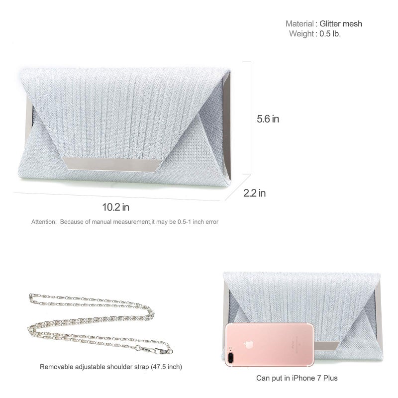 Mihawk silver clutches and evening bags clutch purses for women evening bags and clutches for women evening(Silver) - Image 3